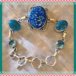🌷Turquoise & Blue Topaz Toggle Bracelet🌷
